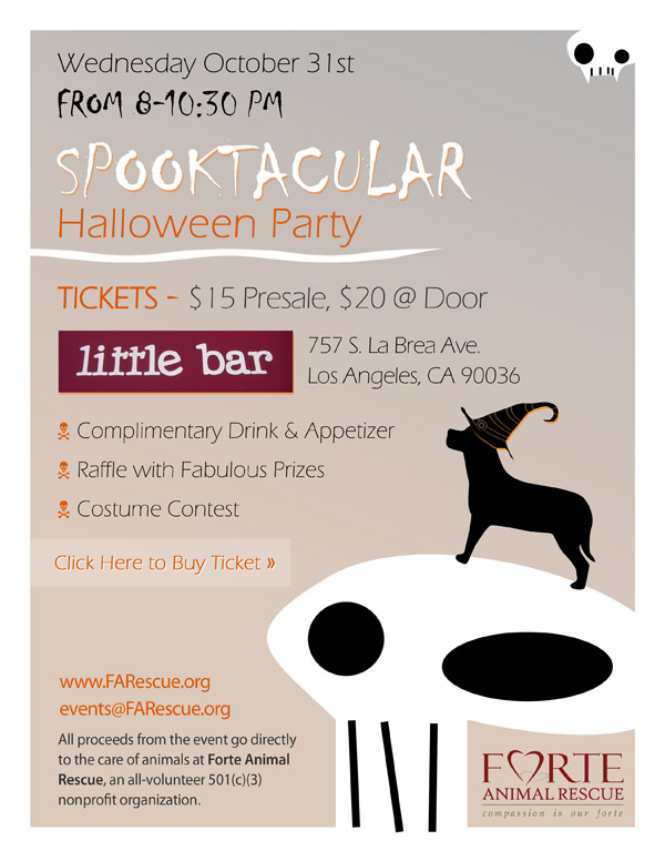 Forte Animal Rescue Fundraiser / Spooktackular Halloween Party Oct 31st from 8-10:30 PM
